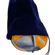 Load image into Gallery viewer, Midnight blue velvet viola sleeve drawstring